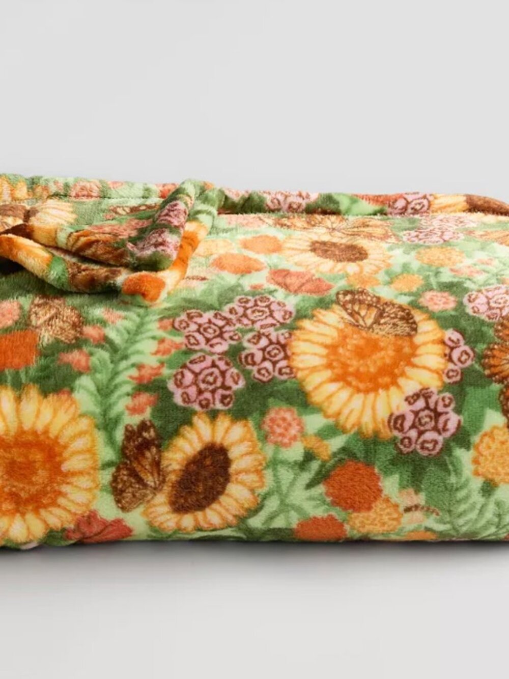 The Big One Sunflower Garden Plush Throw Blanket 60x72 Autumn Fall Butterfly NWT